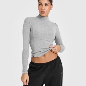 Oner Active Grey Mock Neck long sleeve ribbed